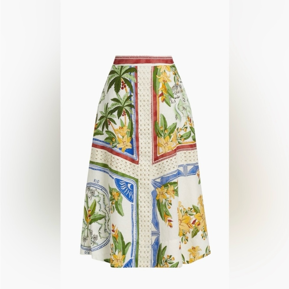NWT FARM Rio Tropical Destination Crochet Midi Skirt
